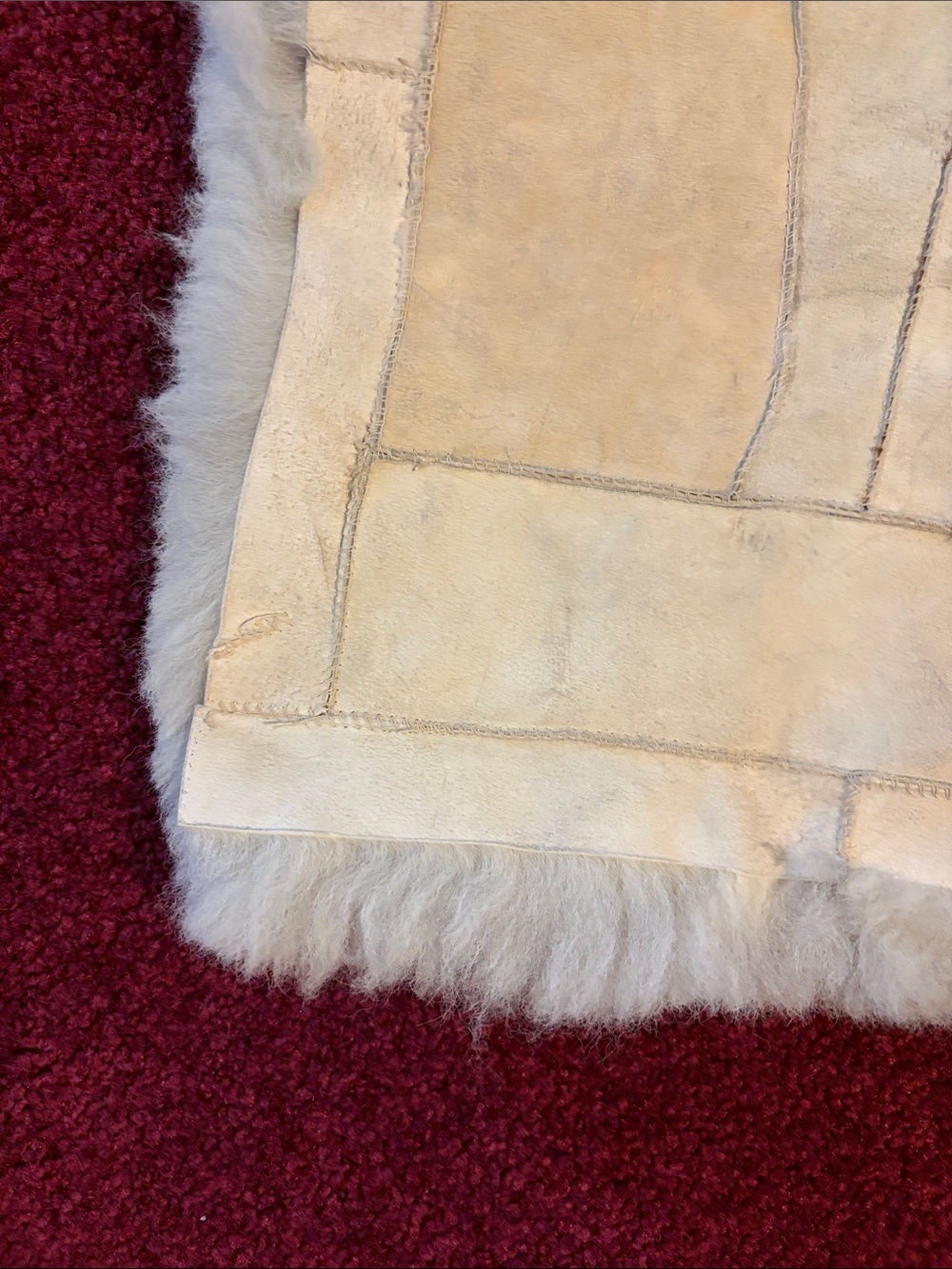 Brown Llama Sheepskin Rug - Cream Border - Picture 8 of 12